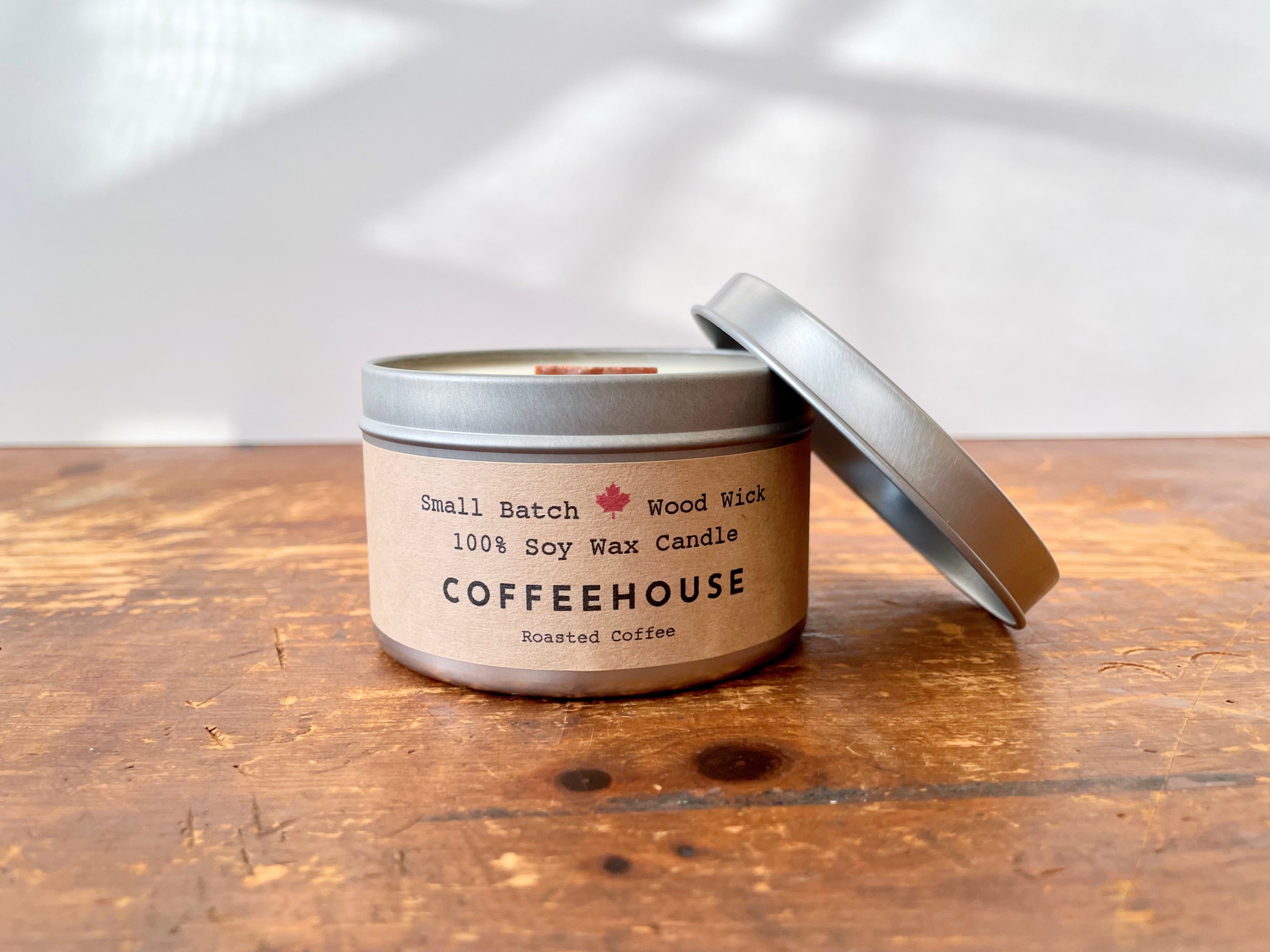 "Coffeehouse" Soy Crackling Wick Eco-Candle - Roasted Coffee Scent (Shine On)