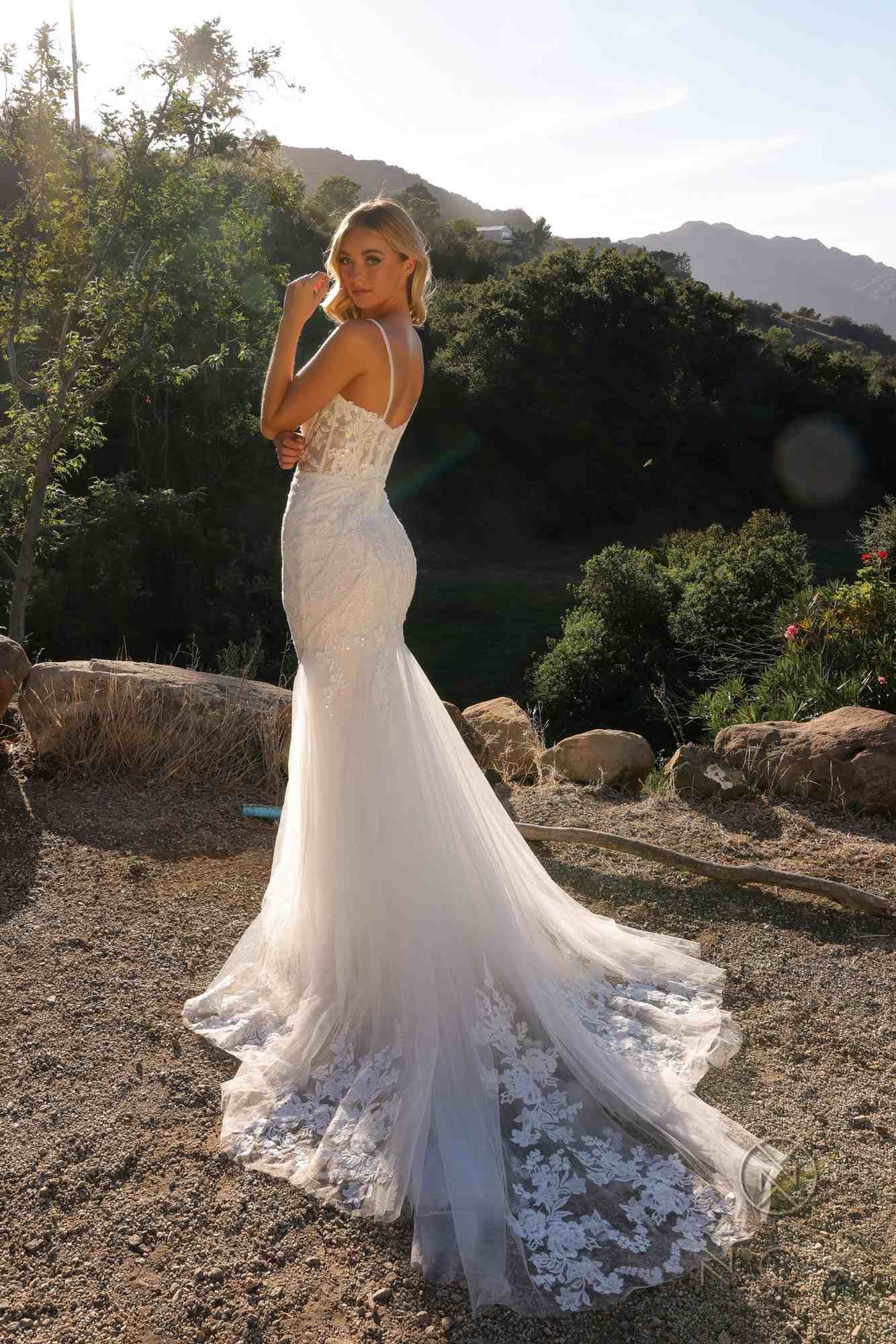 Wedding Dress | Nox Anabel Je1014l Long Applique Sleeveless Bridal Mermaid