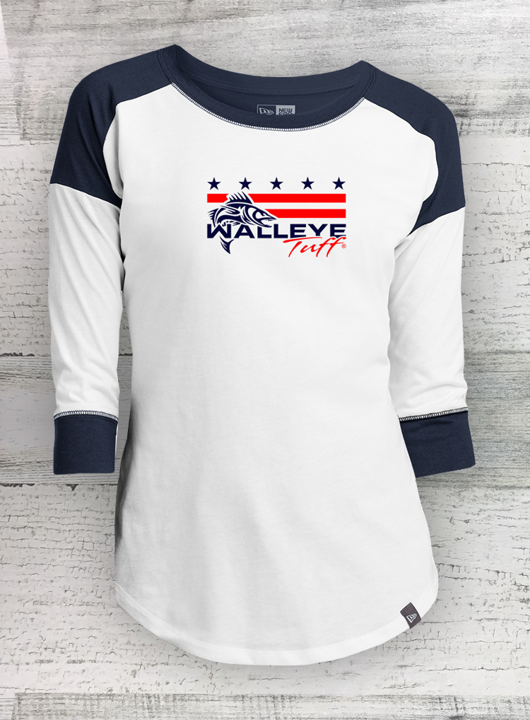 Walleye Tuff Mericana - Camiseta de béisbol raglán de manga 3/4 para mujer
