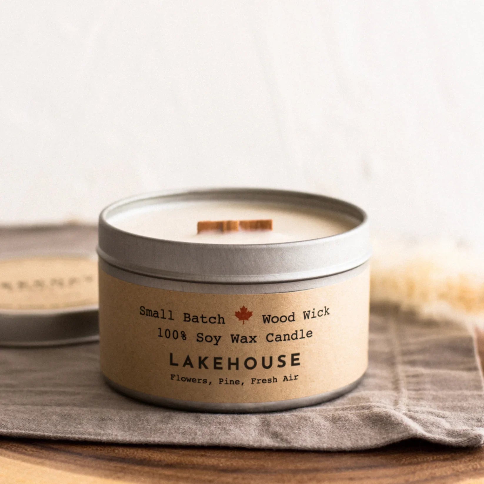 "Lakehouse" Soy Crackling Wick Eco-Candle - Flowers, Pine + Fresh Air Scent (Golden Light / Grow & Bloom)