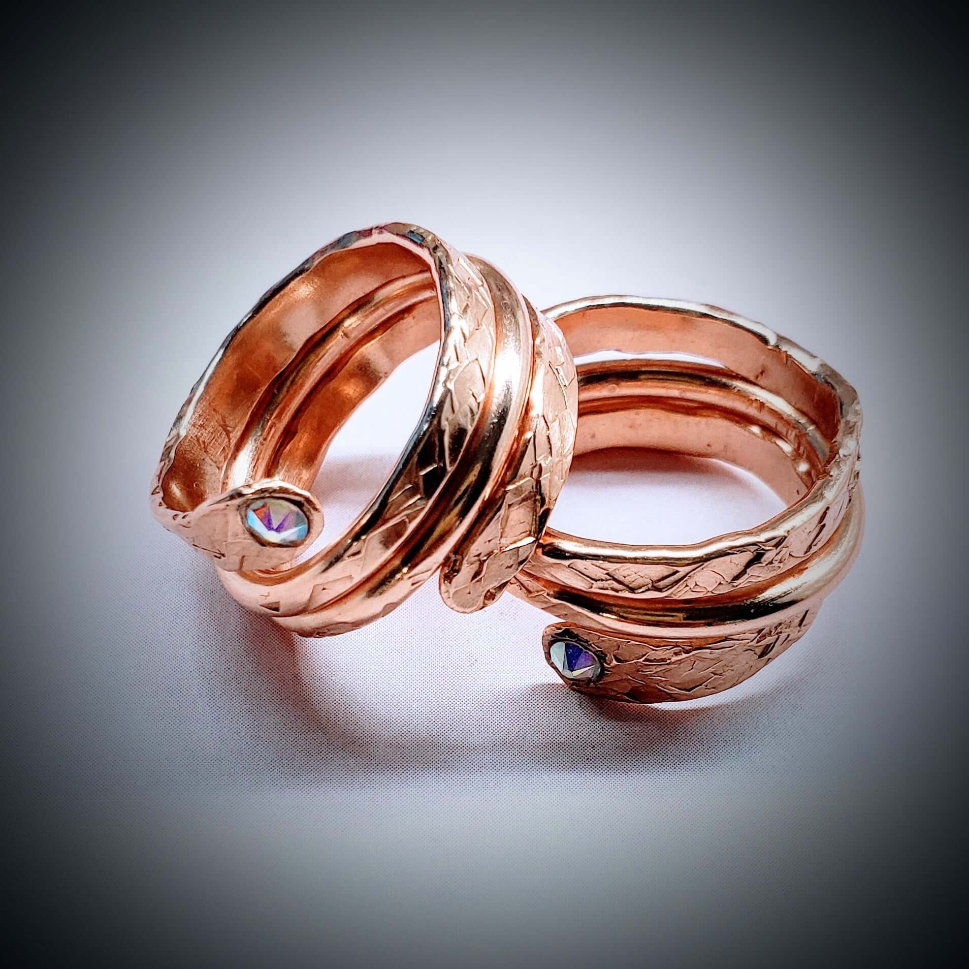 Ring | Matching Stackable Brides Mag Copper Crystal Embedded Wrap