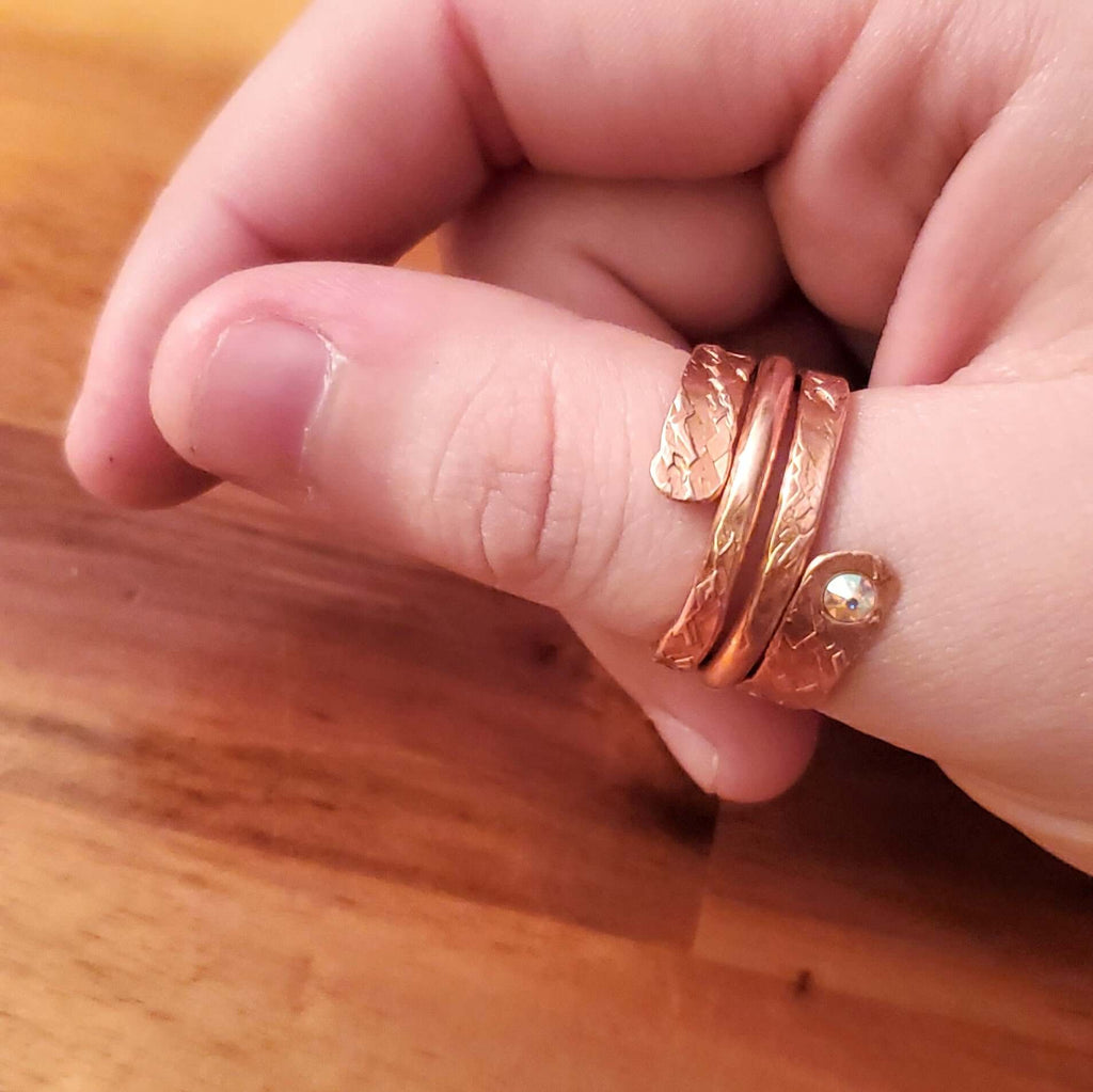 Ring | Matching Stackable Brides Mag Copper Crystal Embedded Wrap
