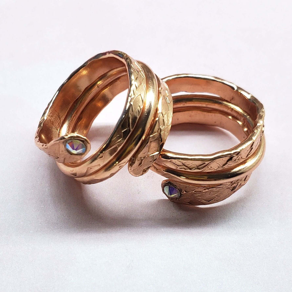 Ring | Matching Stackable Brides Mag Copper Crystal Embedded Wrap