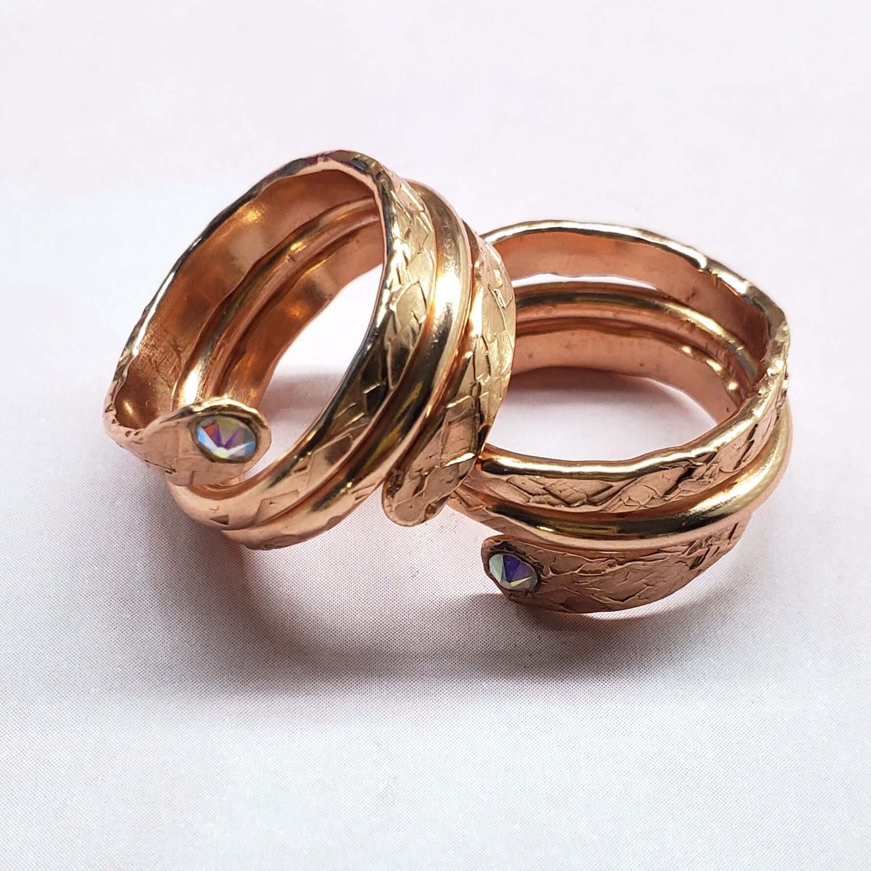 Ring | Matching Stackable Brides Mag Copper Crystal Embedded Wrap