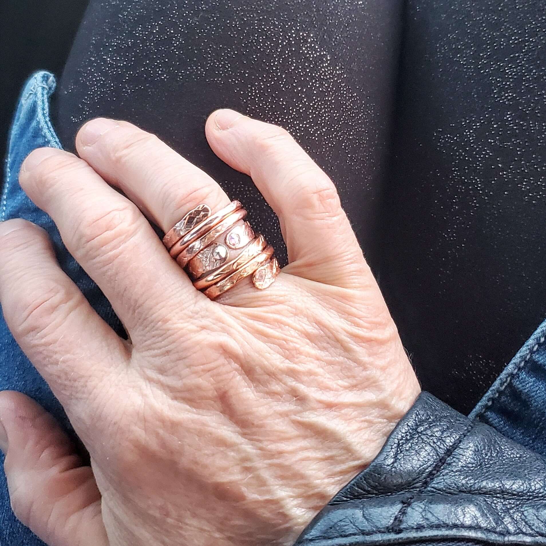 Ring | Matching Stackable Brides Mag Copper Crystal Embedded Wrap