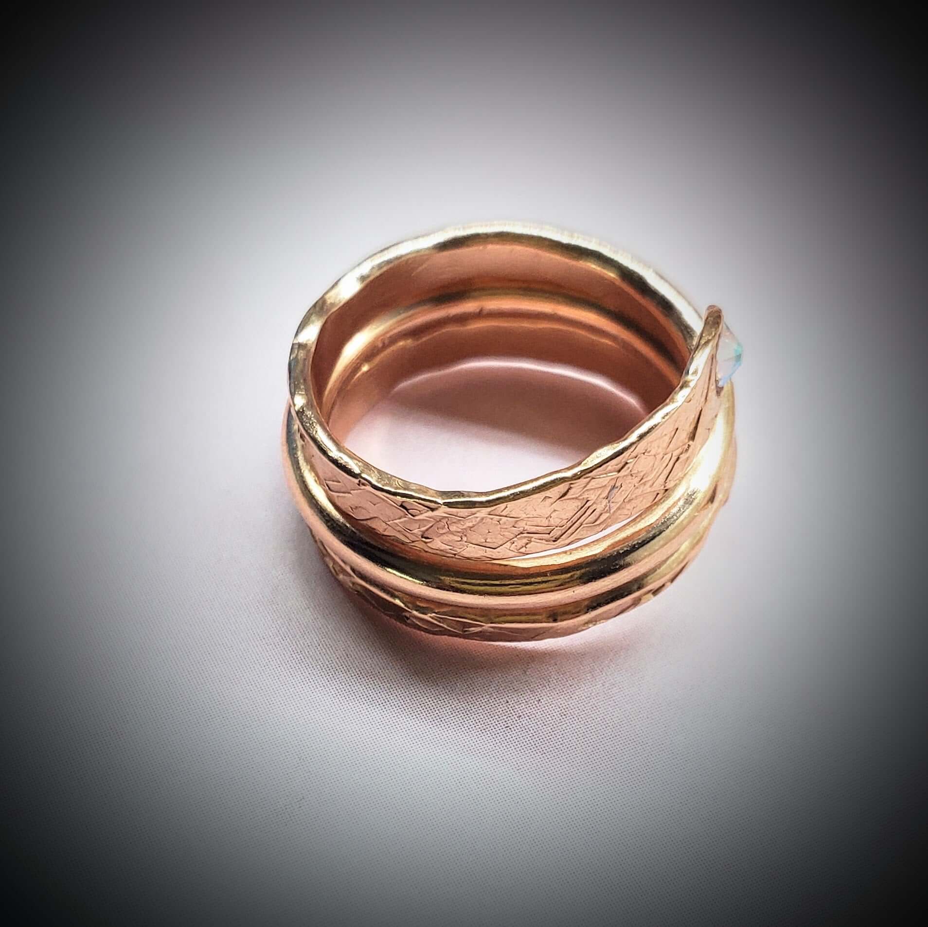 Ring | Matching Stackable Brides Mag Copper Crystal Embedded Wrap