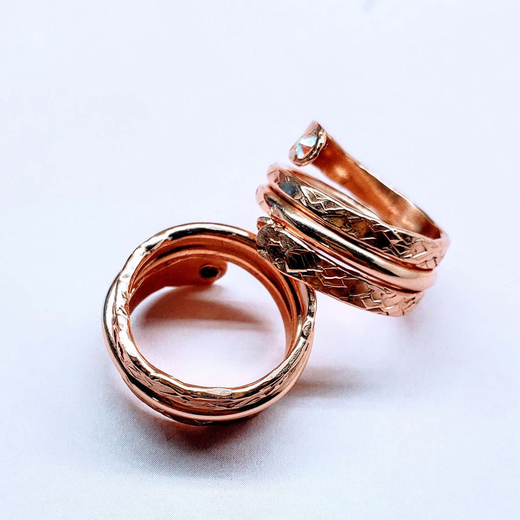 Ring | Matching Stackable Brides Mag Copper Crystal Embedded Wrap