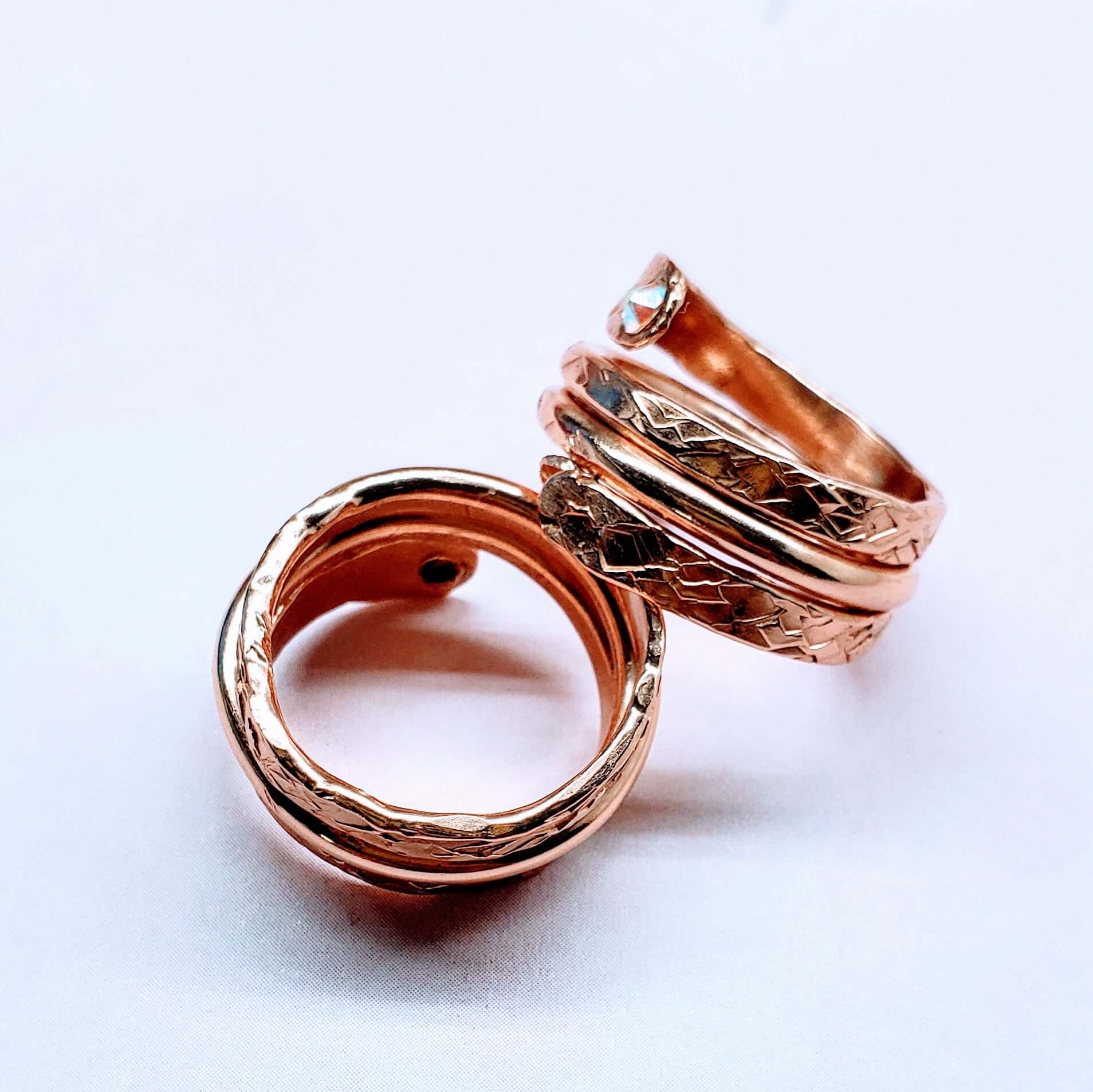 Ring | Matching Stackable Brides Mag Copper Crystal Embedded Wrap