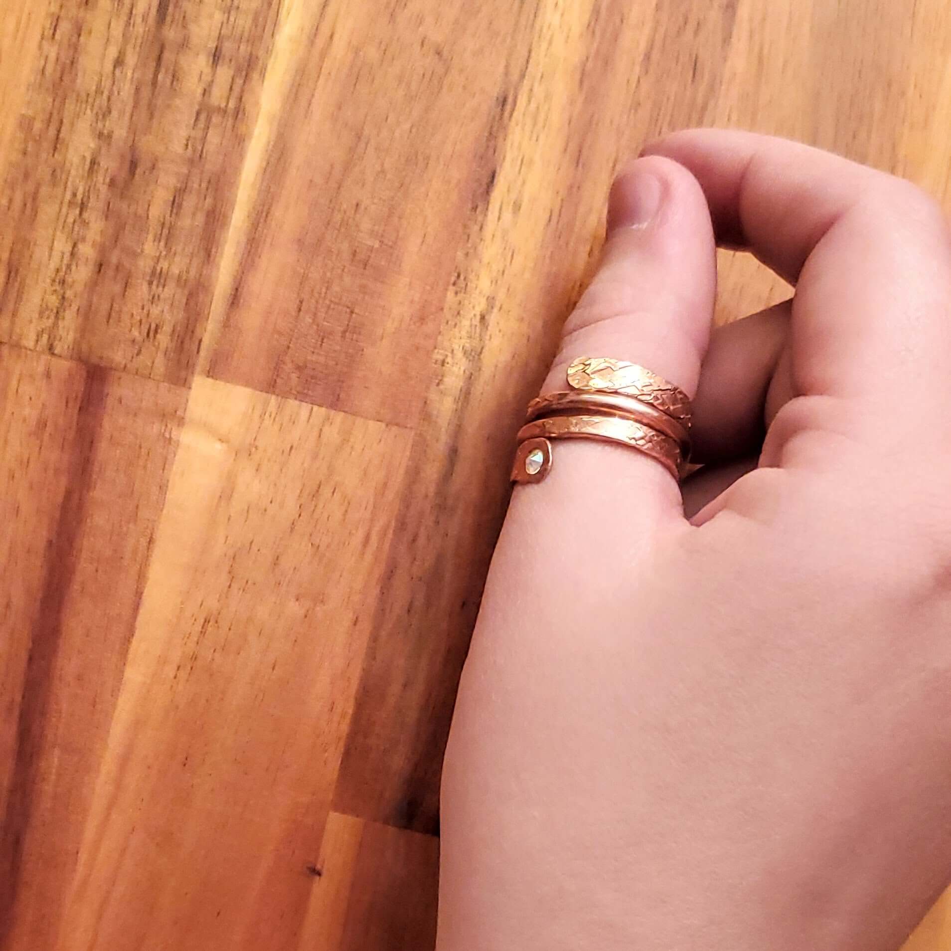 Ring | Matching Stackable Brides Mag Copper Crystal Embedded Wrap