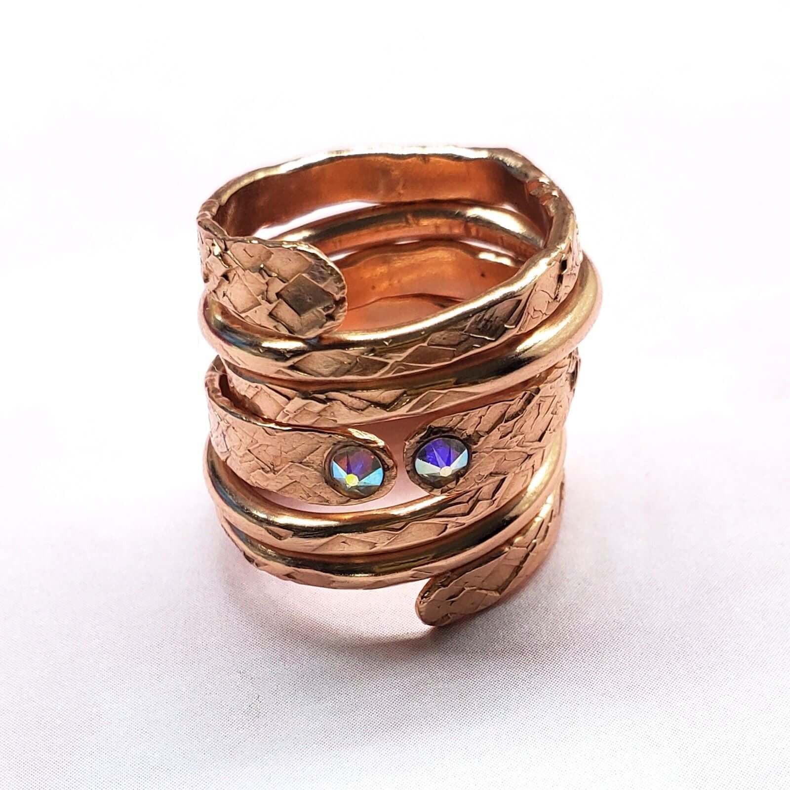 Ring | Matching Stackable Brides Mag Copper Crystal Embedded Wrap