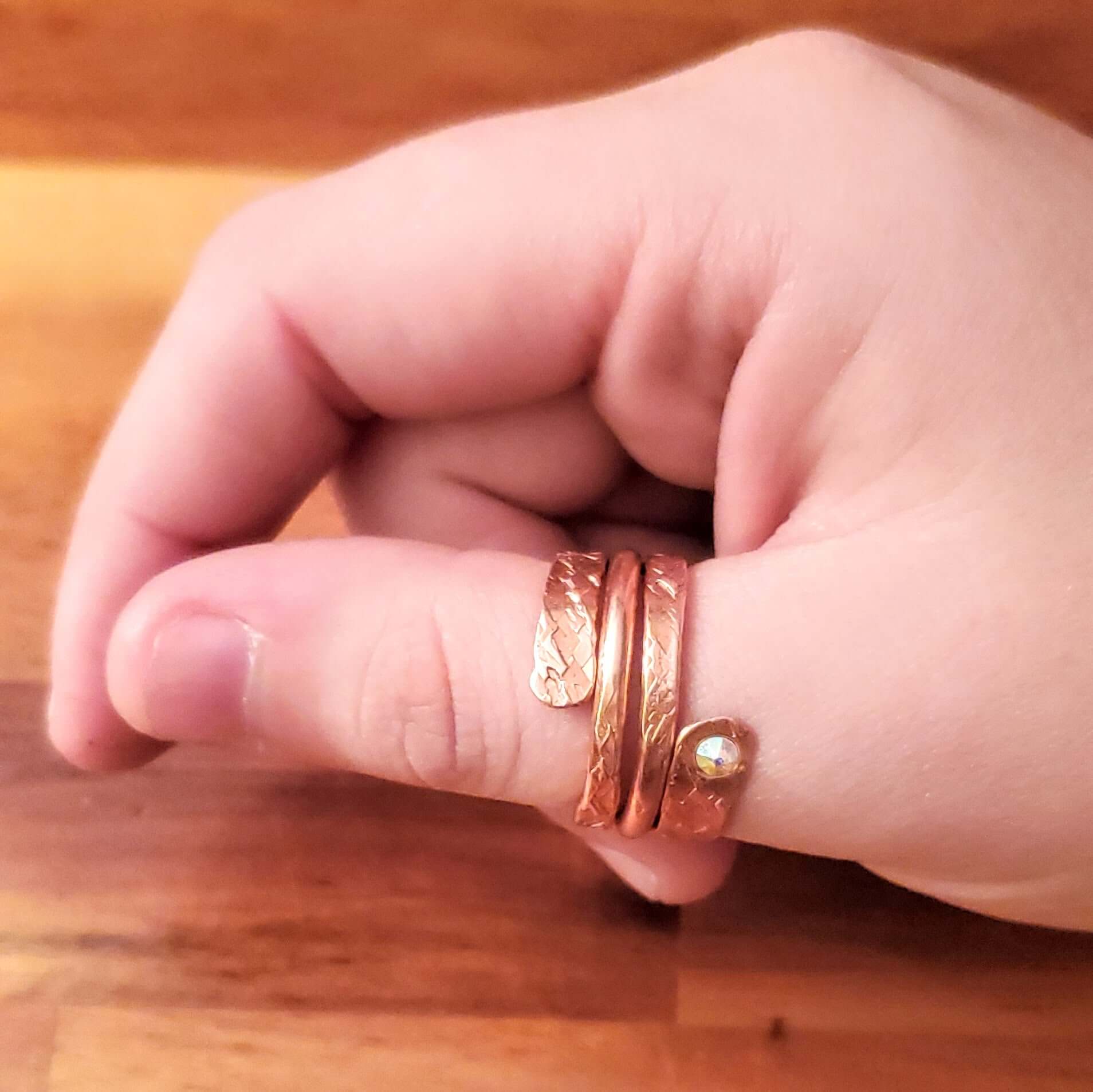 Ring | Matching Stackable Brides Mag Copper Crystal Embedded Wrap