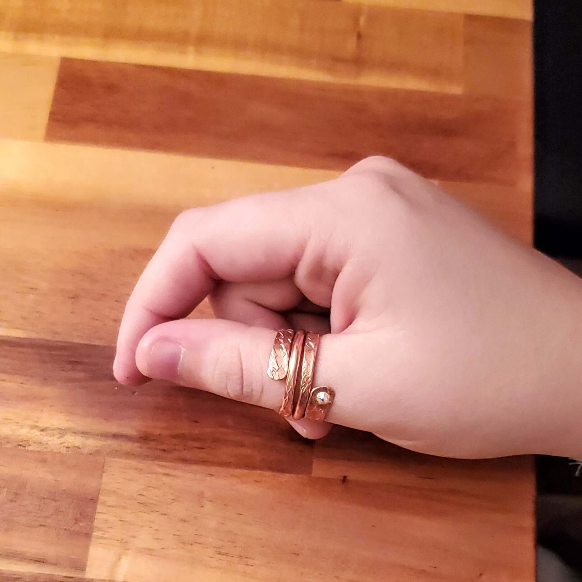 Ring | Matching Stackable Brides Mag Copper Crystal Embedded Wrap