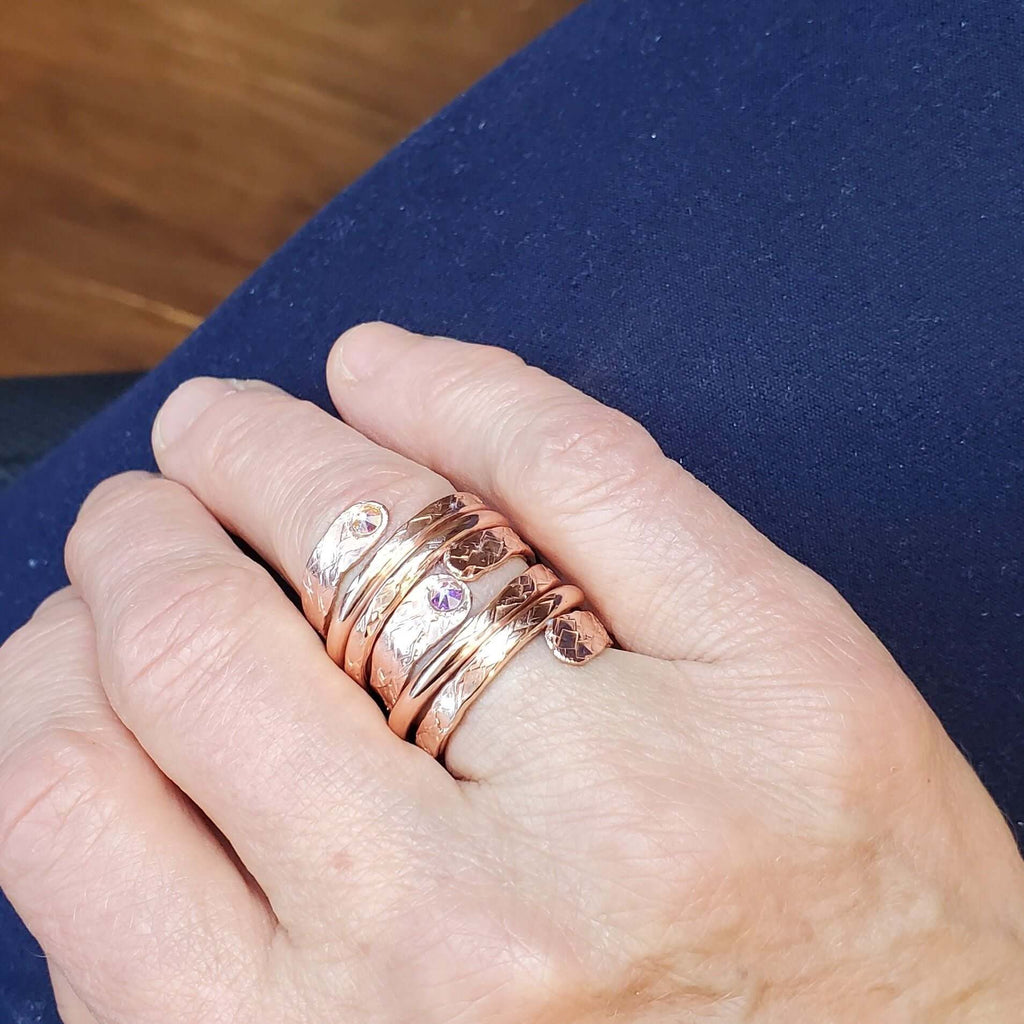 Ring | Matching Stackable Brides Mag Copper Crystal Embedded Wrap
