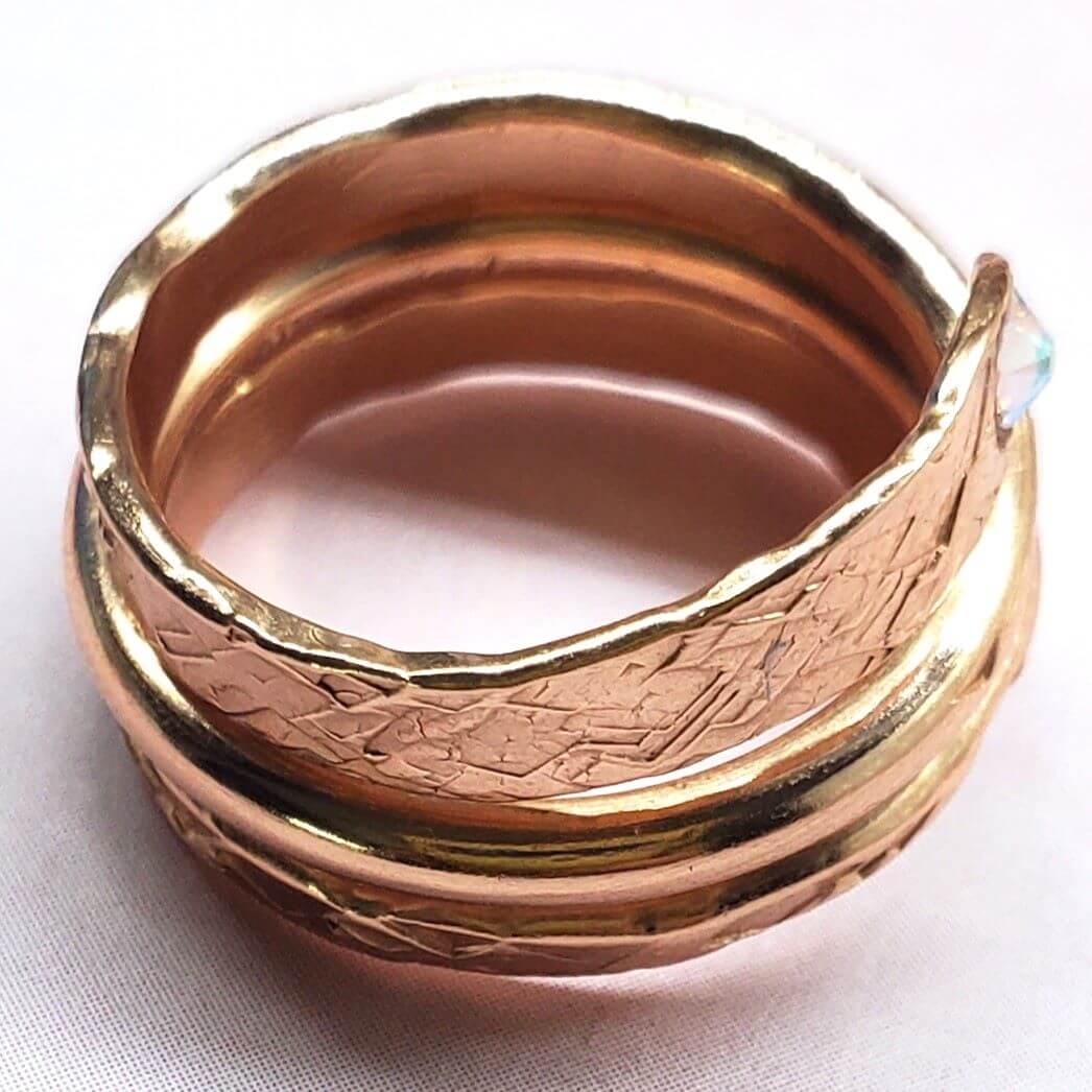 Ring | Matching Stackable Brides Mag Copper Crystal Embedded Wrap