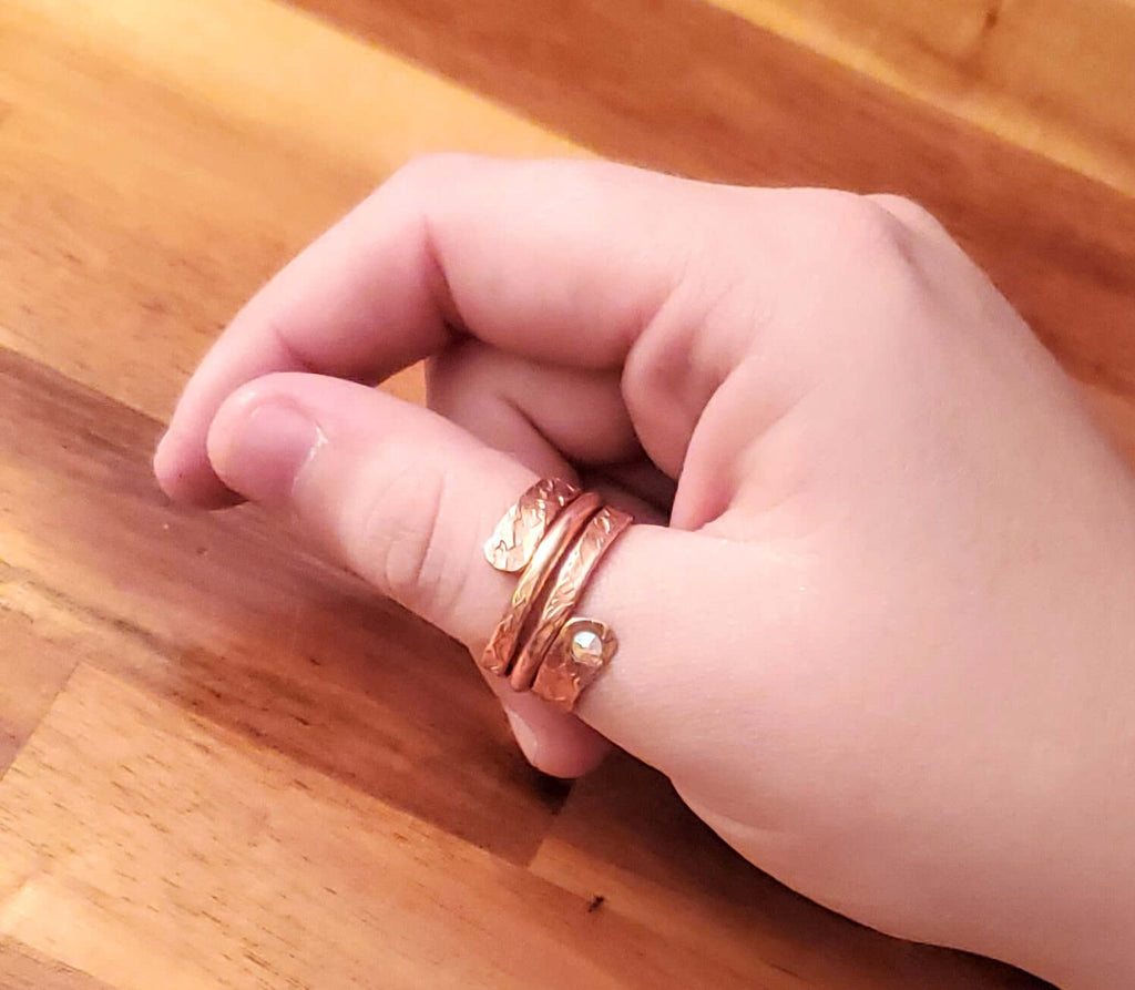 Ring | Matching Stackable Brides Mag Copper Crystal Embedded Wrap