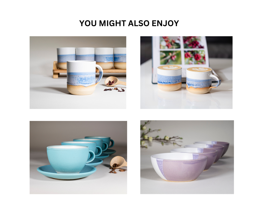 Cup | Smoothie Cup Blue Purple White 14 Oz Stoneware