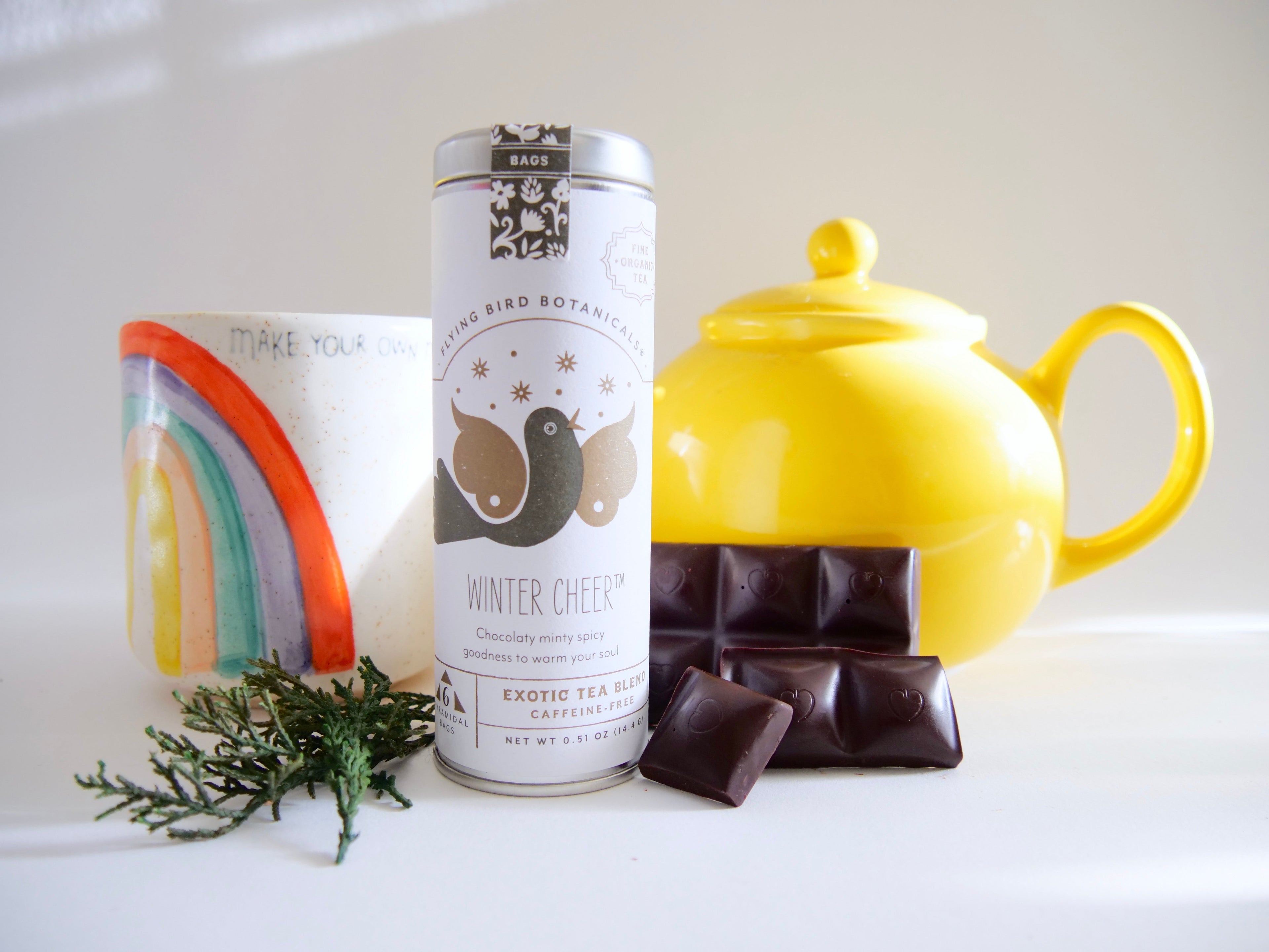"Winter Cheer" Tea Time Tin: 6 Eco-Teabags of Organic Tea (Chocolate Mint)