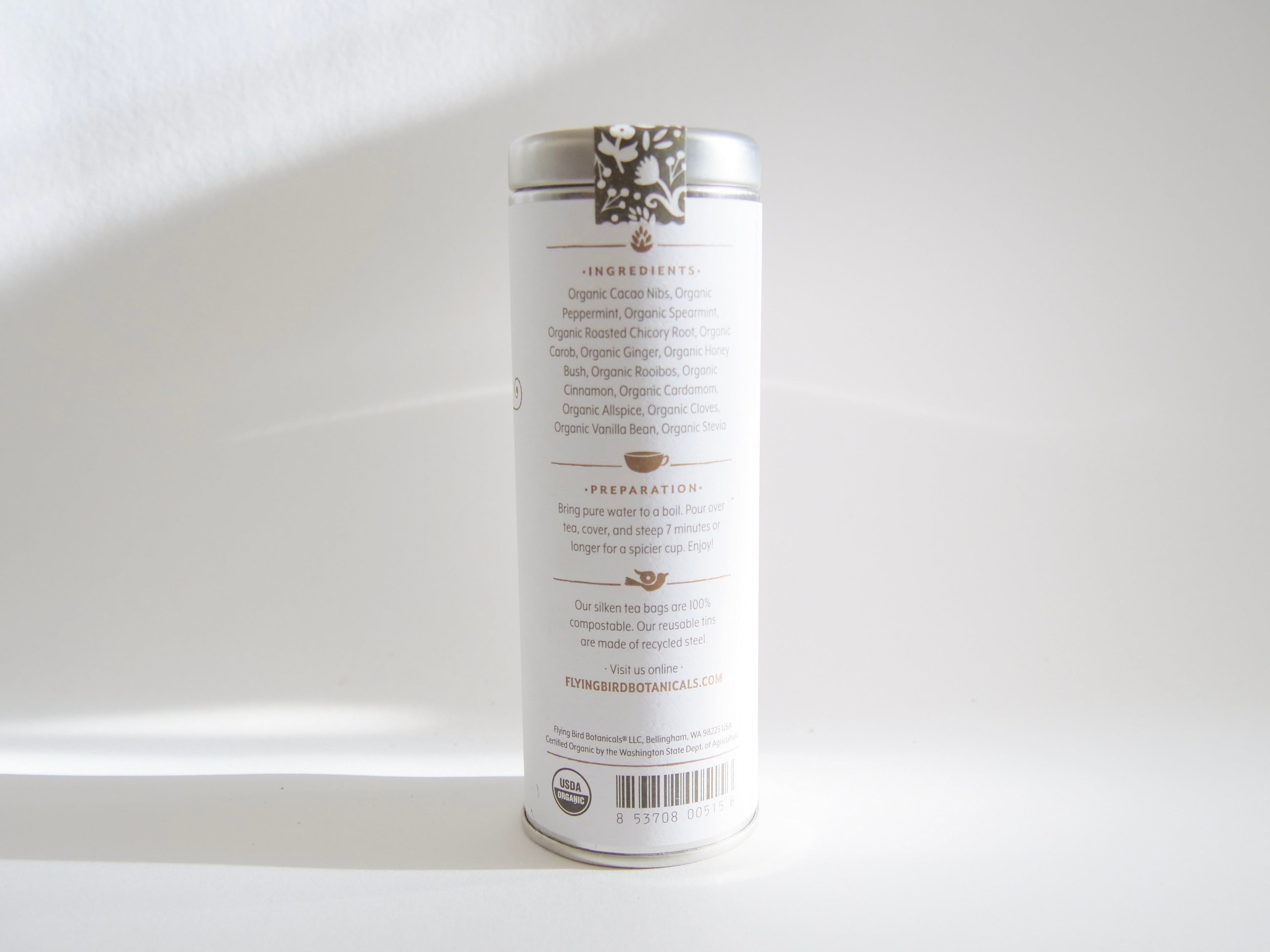 "Winter Cheer" Tea Time Tin: 6 Eco-Teabags of Organic Tea (Chocolate Mint)