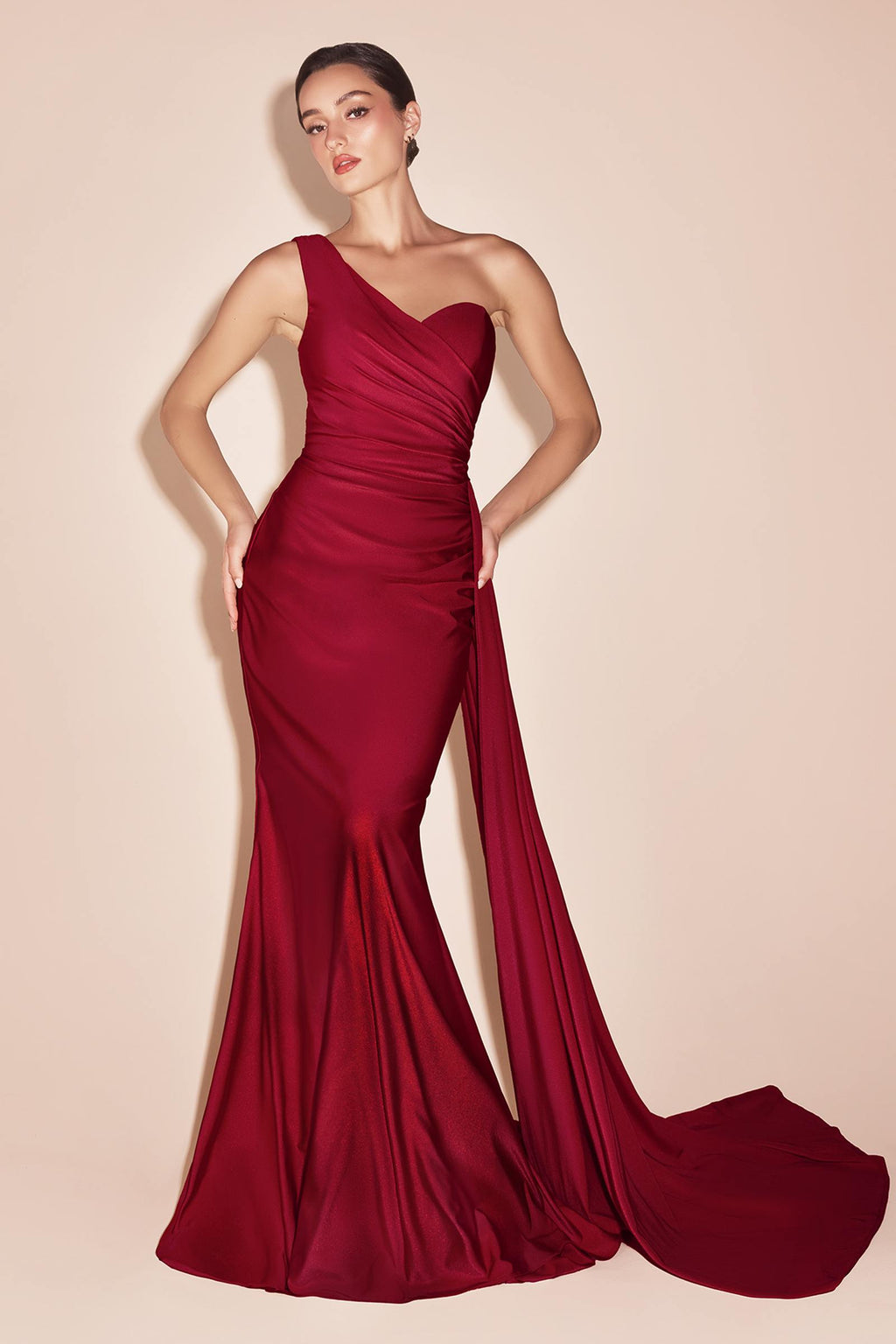 Dress | Ladivine Pt004 Long Chic One Shoulder Stretch Satin