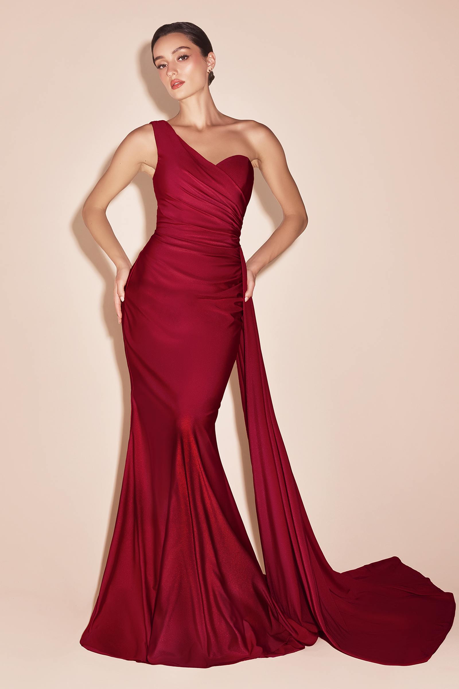 Dress | Ladivine Pt004 Long Chic One Shoulder Stretch Satin