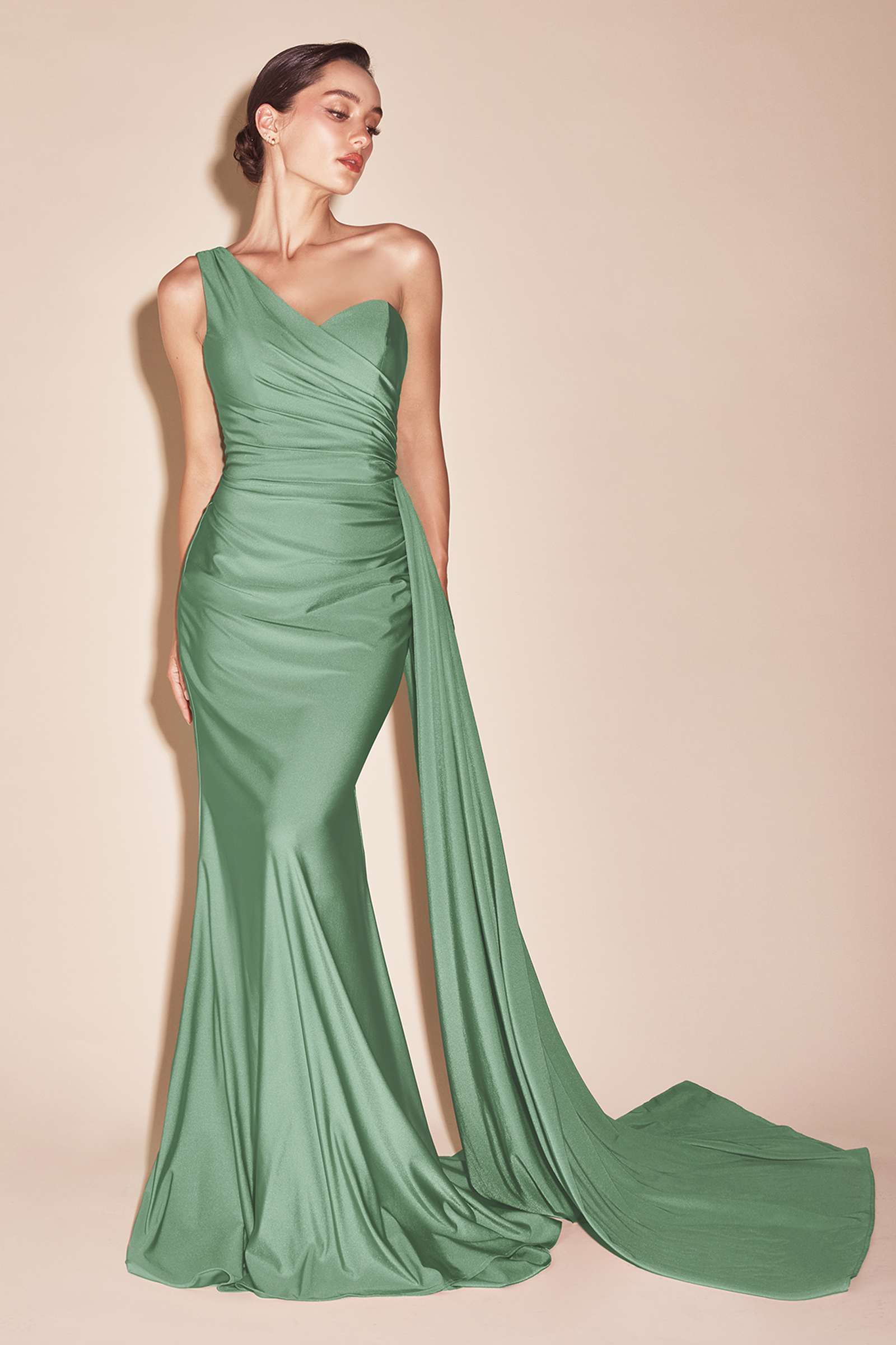 Dress | Ladivine Pt004 Long Chic One Shoulder Stretch Satin