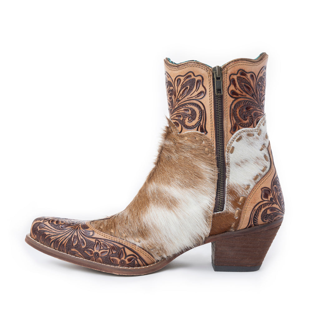 Winchester Hair On Hide Hand Tooled Boots
