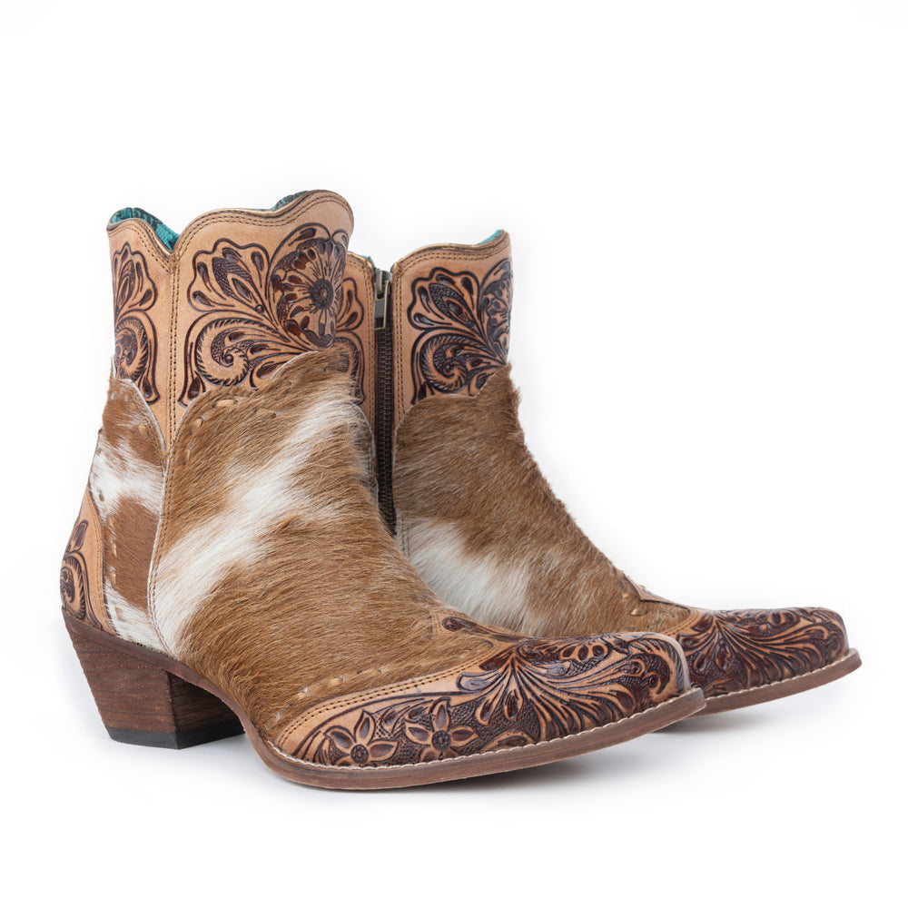 Winchester Hair On Hide Hand Tooled Boots
