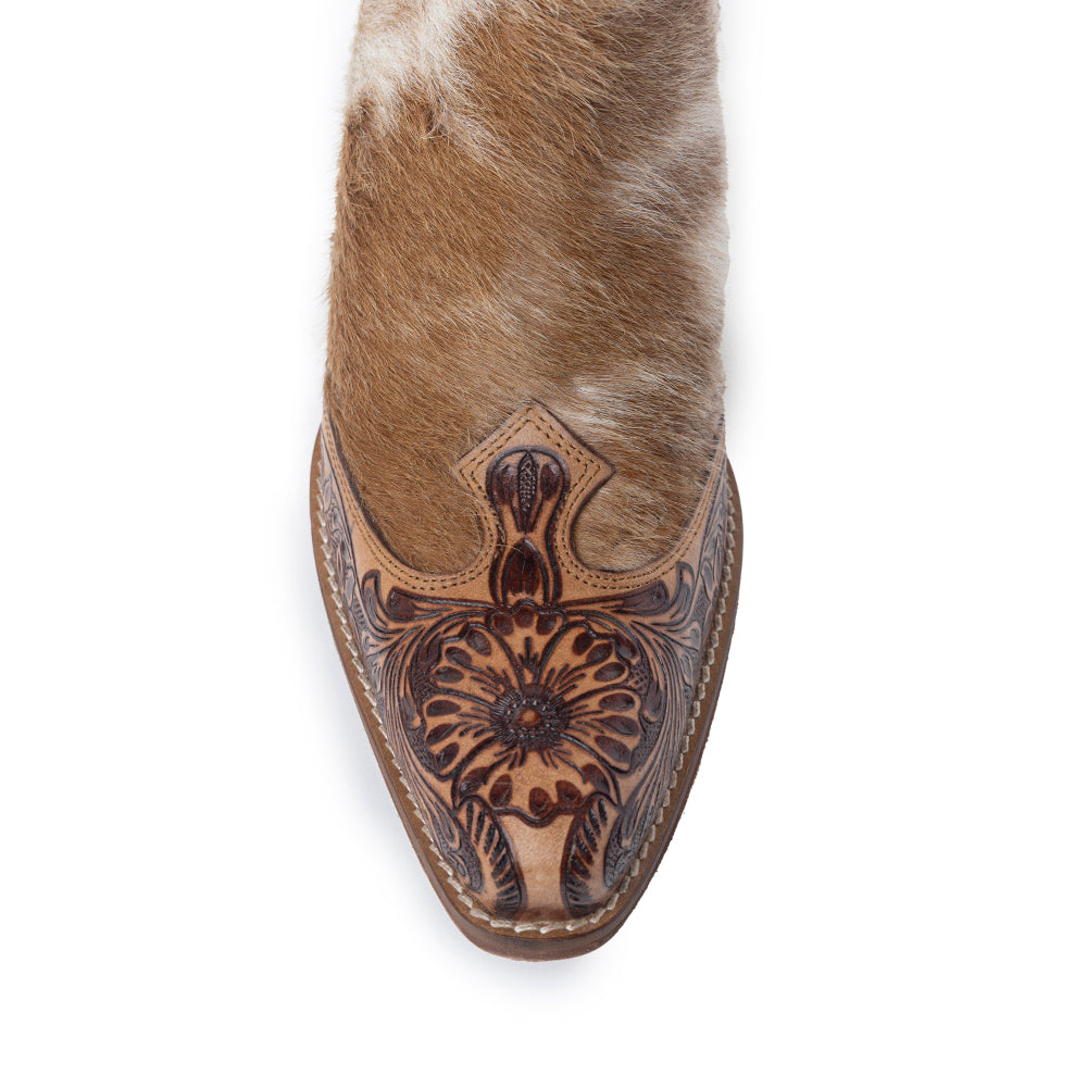 Winchester Hair On Hide Hand Tooled Boots