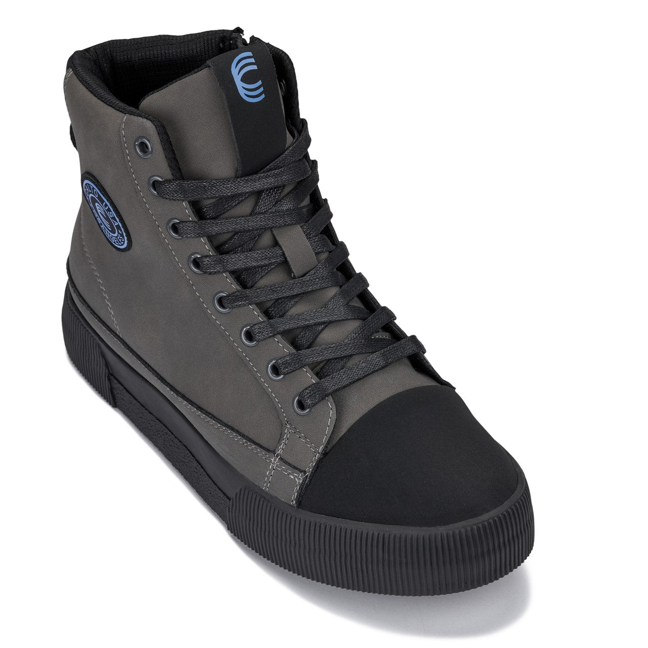 Calto S3423 2 4 Inches Taller Grey Cap Toe High Top Zip Up Sneaker Boots