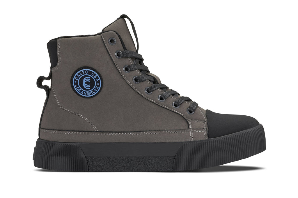 Calto S3423 2 4 Inches Taller Grey Cap Toe High Top Zip Up Sneaker Boots
