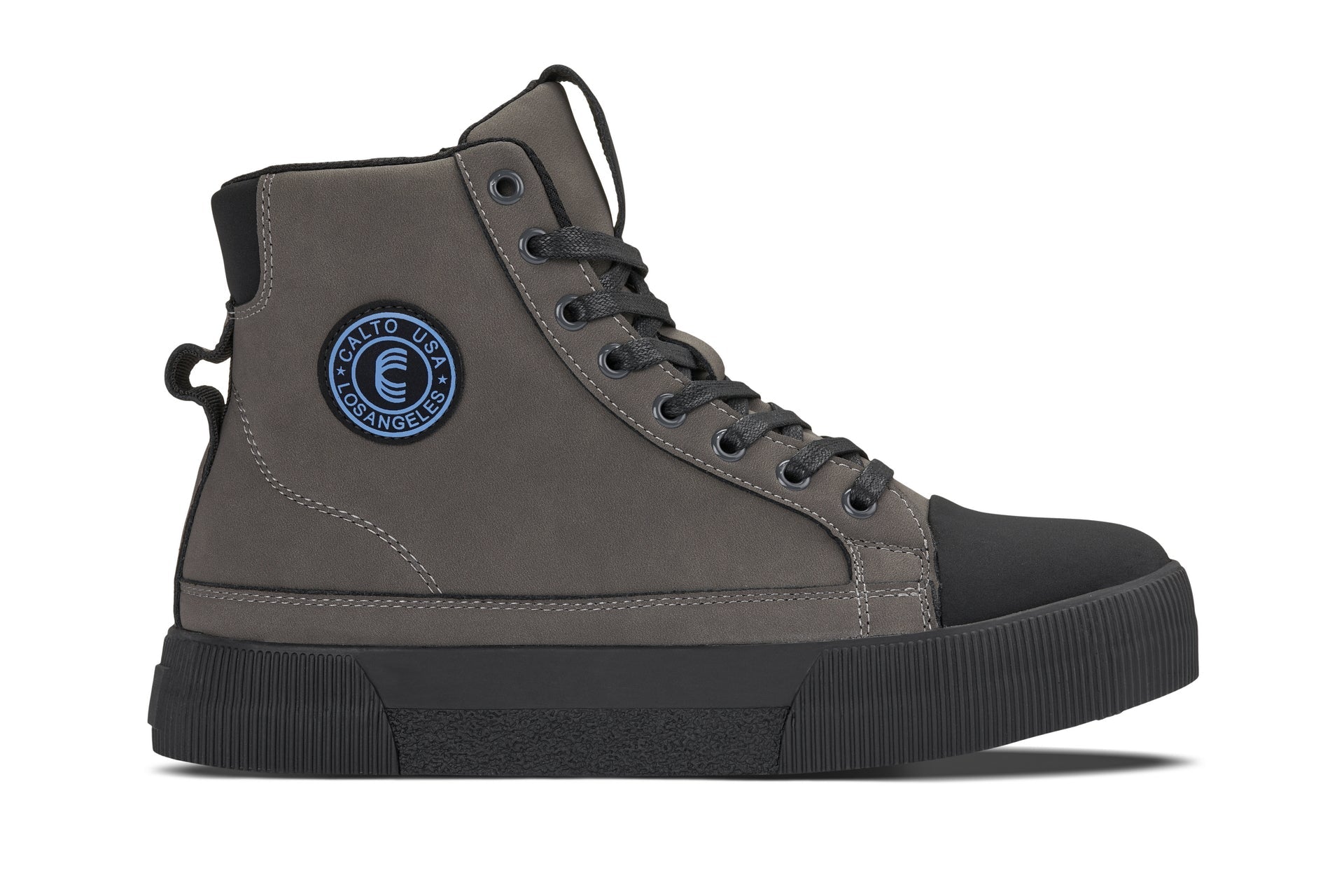 Calto S3423 2 4 Inches Taller Grey Cap Toe High Top Zip Up Sneaker Boots