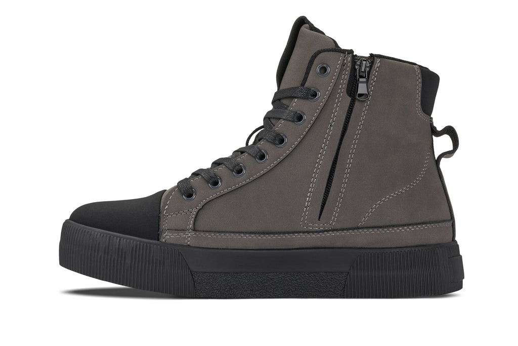 Calto S3423 2 4 Inches Taller Grey Cap Toe High Top Zip Up Sneaker Boots
