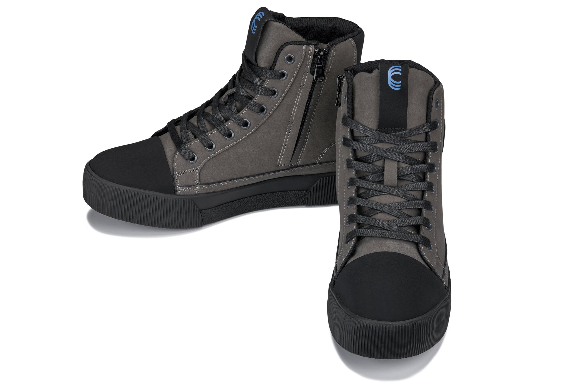 Calto S3423 2 4 Inches Taller Grey Cap Toe High Top Zip Up Sneaker Boots