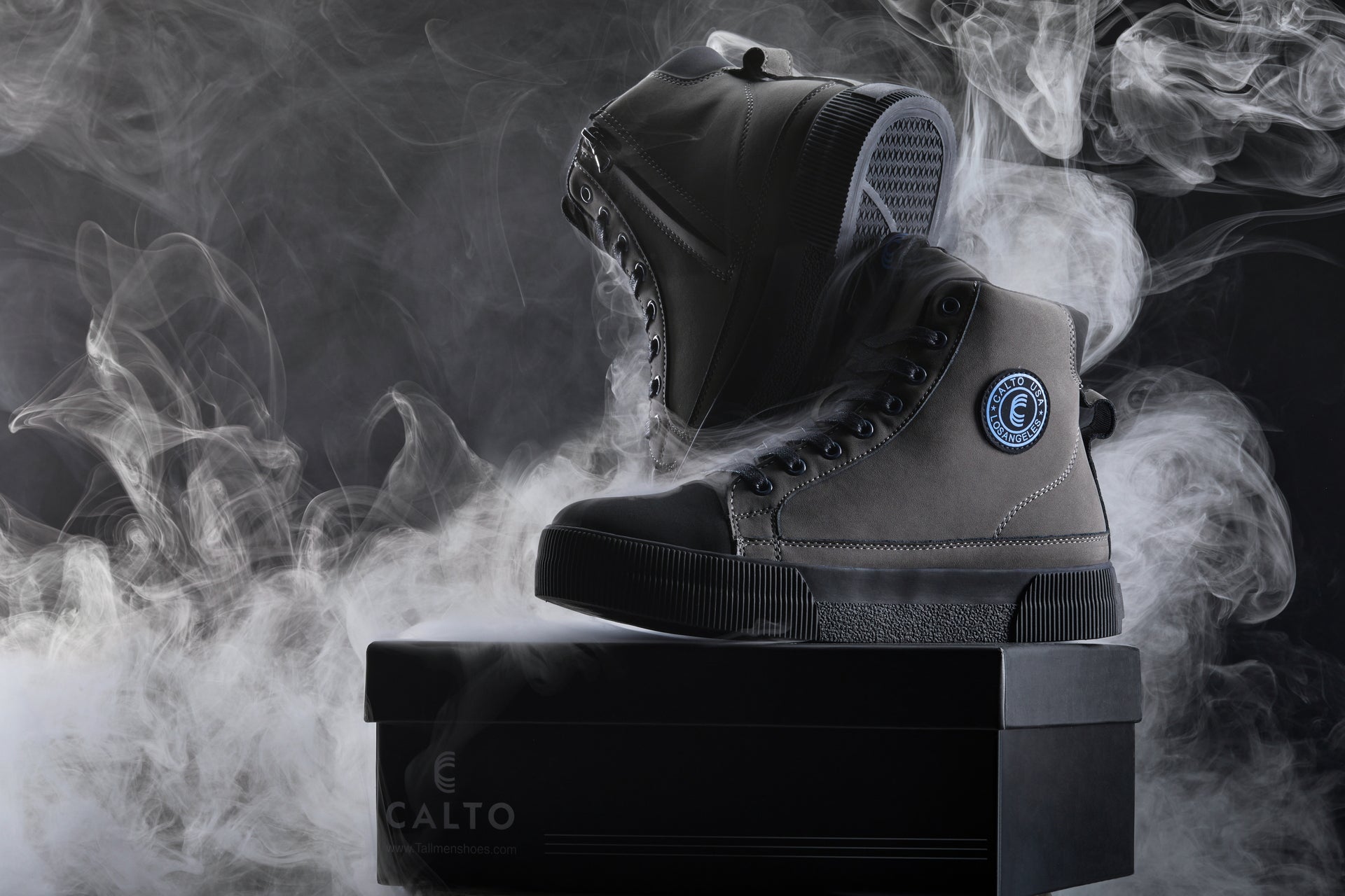 Calto S3423 2 4 Inches Taller Grey Cap Toe High Top Zip Up Sneaker Boots