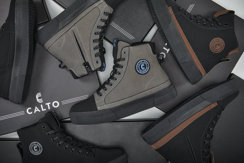 Calto S3423 2 4 Inches Taller Grey Cap Toe High Top Zip Up Sneaker Boots