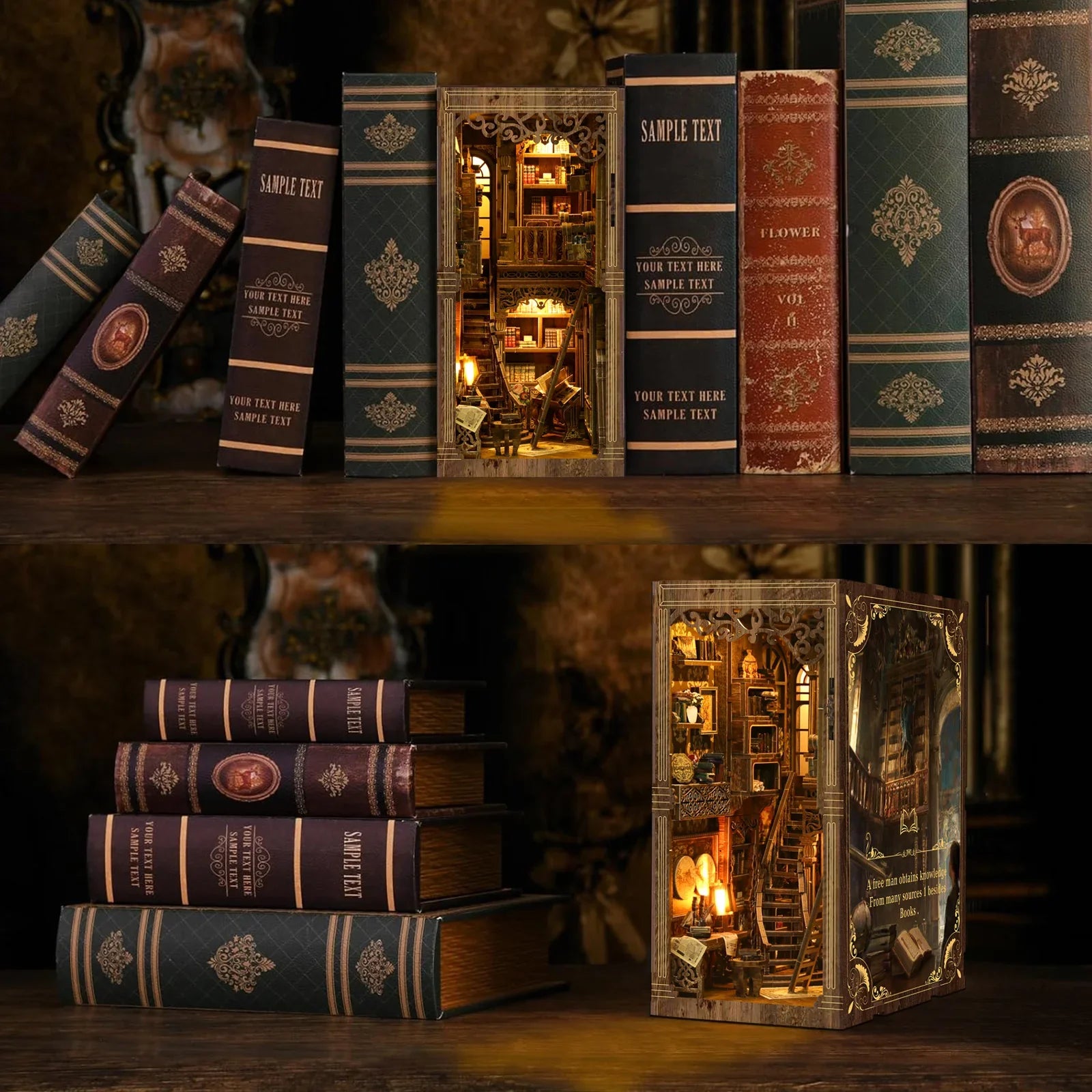 Product | Vintage Book Collection Room Wooden Book Nook Diy