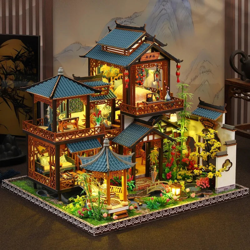 Product | Diy Elegant Orchid Pavilion Miniature Kit