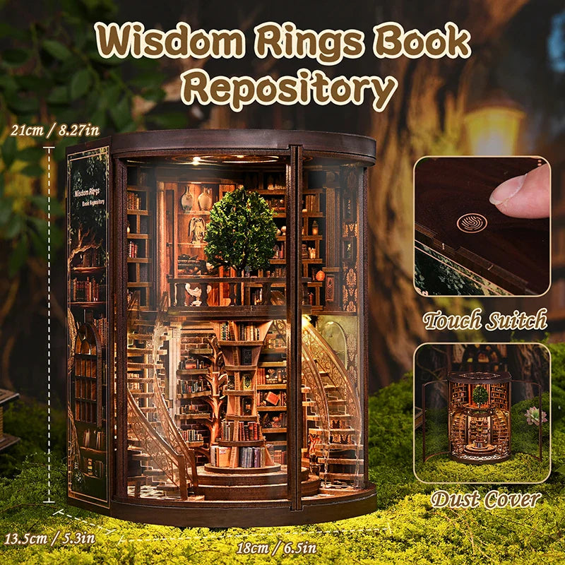 3D Book Niche "Wisdom Ring" DIY Miniature House Assembly Model - Micro-Scale Diorama Bookstand, Creative Gift is a DIY book nook kit selected for bookshelf displays, craft projects, model building, reading nooks, book lover gifts, and miniature collectors. Details from the listing include Wood; 14+. A strong fit for book lovers, crafters, model builders, miniature collectors, and shoppers who enjoy shelf decor. Available color options help shoppers choose the right version from the listing variants.