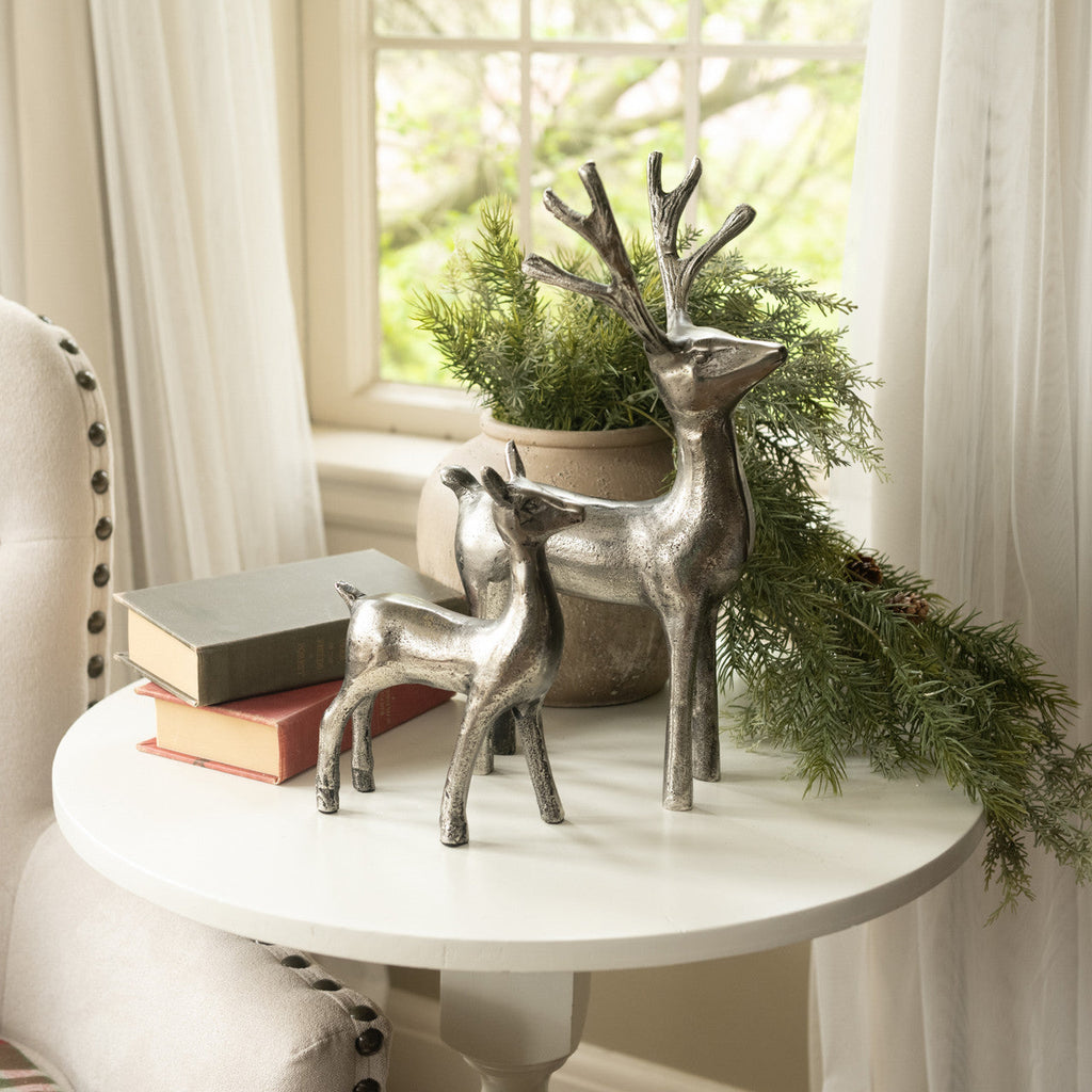 Christma | Pewter Aluminum Reindeer and Calf Figurines