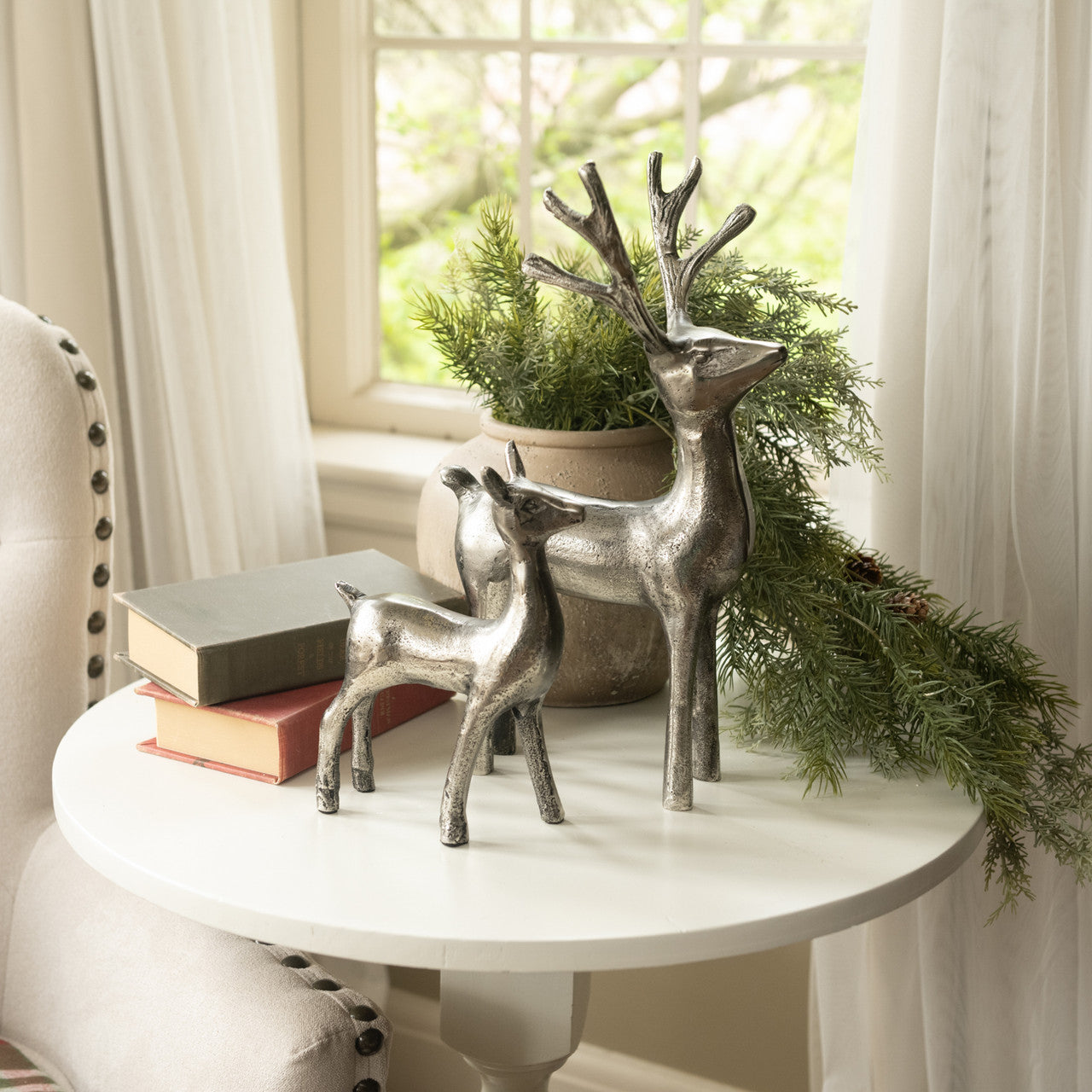 Christma | Pewter Aluminum Reindeer and Calf Figurines
