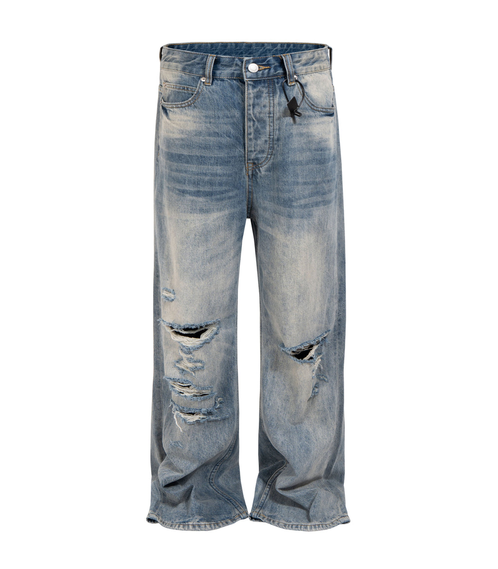 Light Wash Destroyed Denim