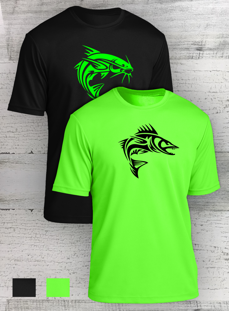 Pez HD Moderno Retro - Camiseta de Malla de Manga Corta Racer - Bagre Lucioperca Tipo de pez y Lubina