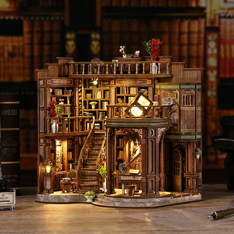 DIY Dream Study Book Nook - Wooden 3D Puzzle Bookend Kit, Creative Handmade Bookshelf Insert Model House Gift is a DIY book nook kit selected for bookshelf displays, craft projects, model building, reading nooks, book lover gifts, and miniature collectors. Details from the listing include Wood; 14+. A strong fit for book lovers, crafters, model builders, miniature collectors, and shoppers who enjoy shelf decor. Available color options help shoppers choose the right version from the listing variants.