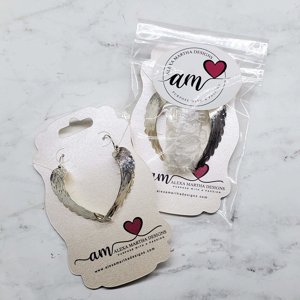Earring | Silver Hammered Sculpted Angel Wing Earrings