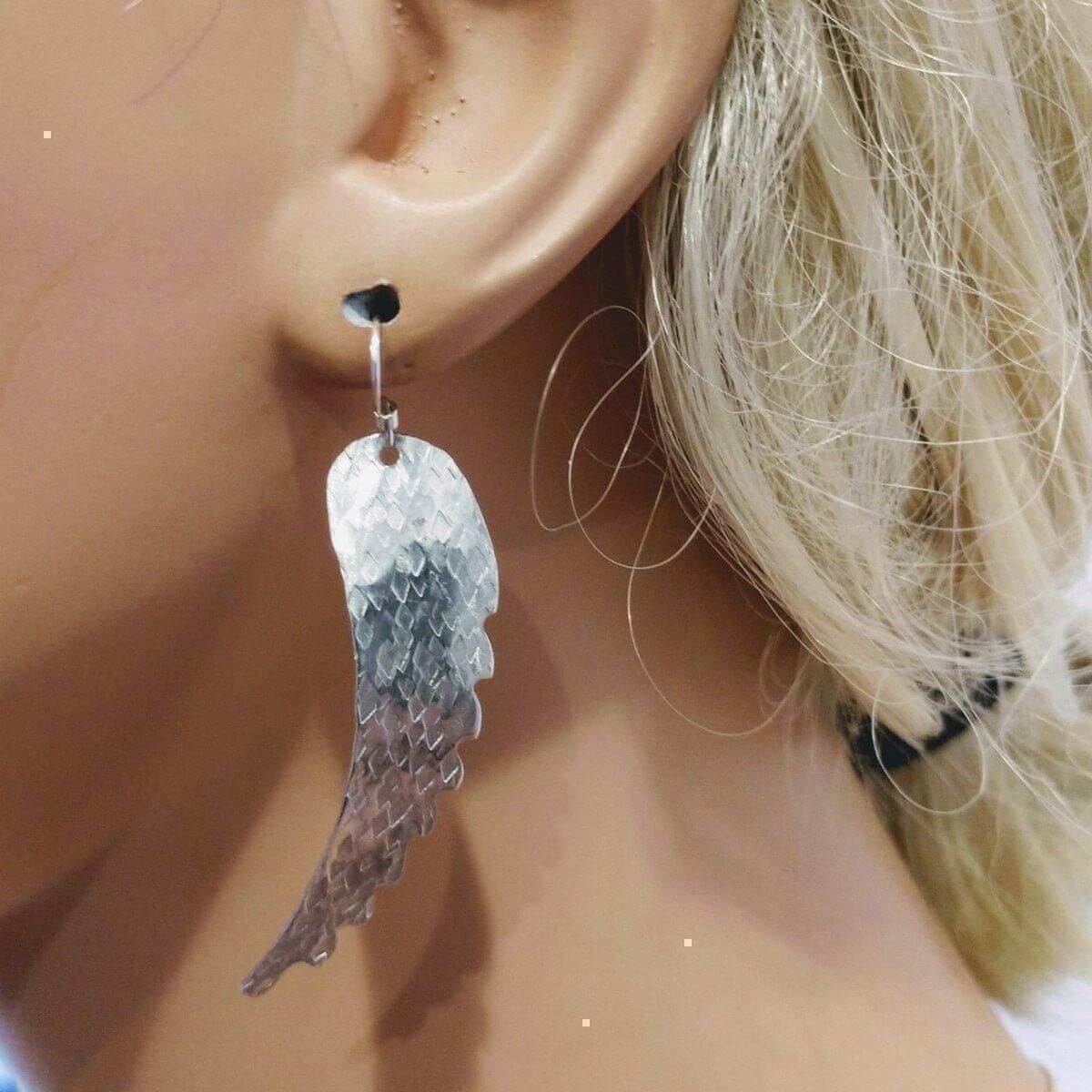 Earring | Silver Hammered Sculpted Angel Wing Earrings