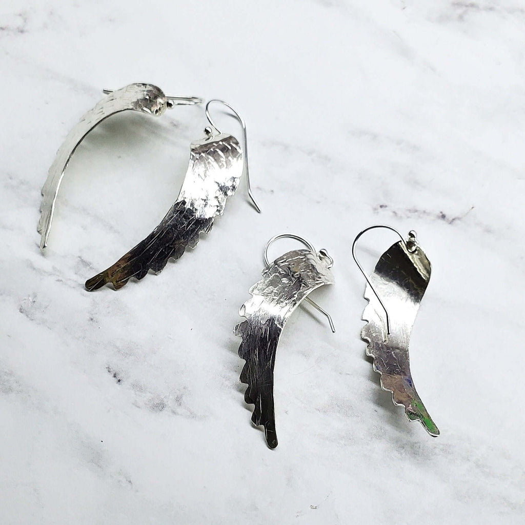 Earring | Silver Hammered Sculpted Angel Wing Earrings