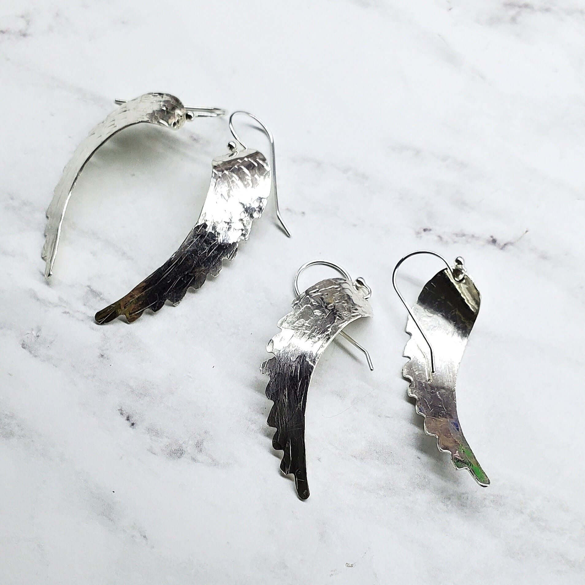 Earring | Silver Hammered Sculpted Angel Wing Earrings