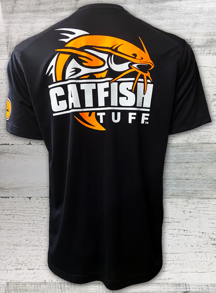 CatFisth Tuff - ナマズ釣り用シャツ -Dry Zone® カラーブロッククルー ブラック/ホワイト