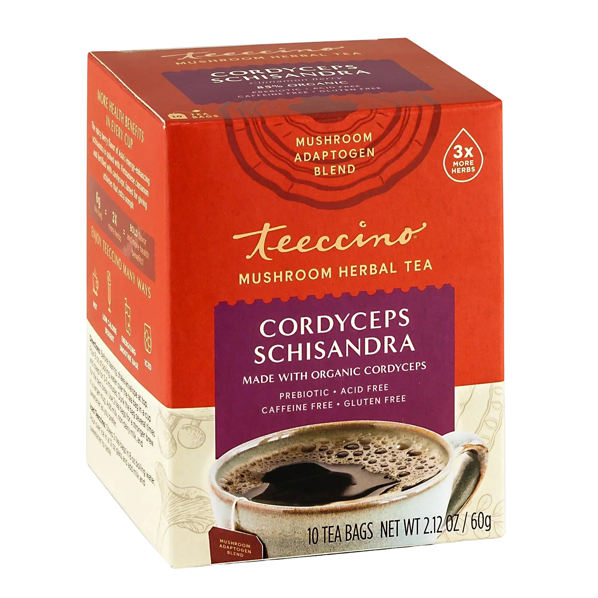 Té Herbal de Hongos Cordyceps, Schisandra y Canela con Frutos del Bosque