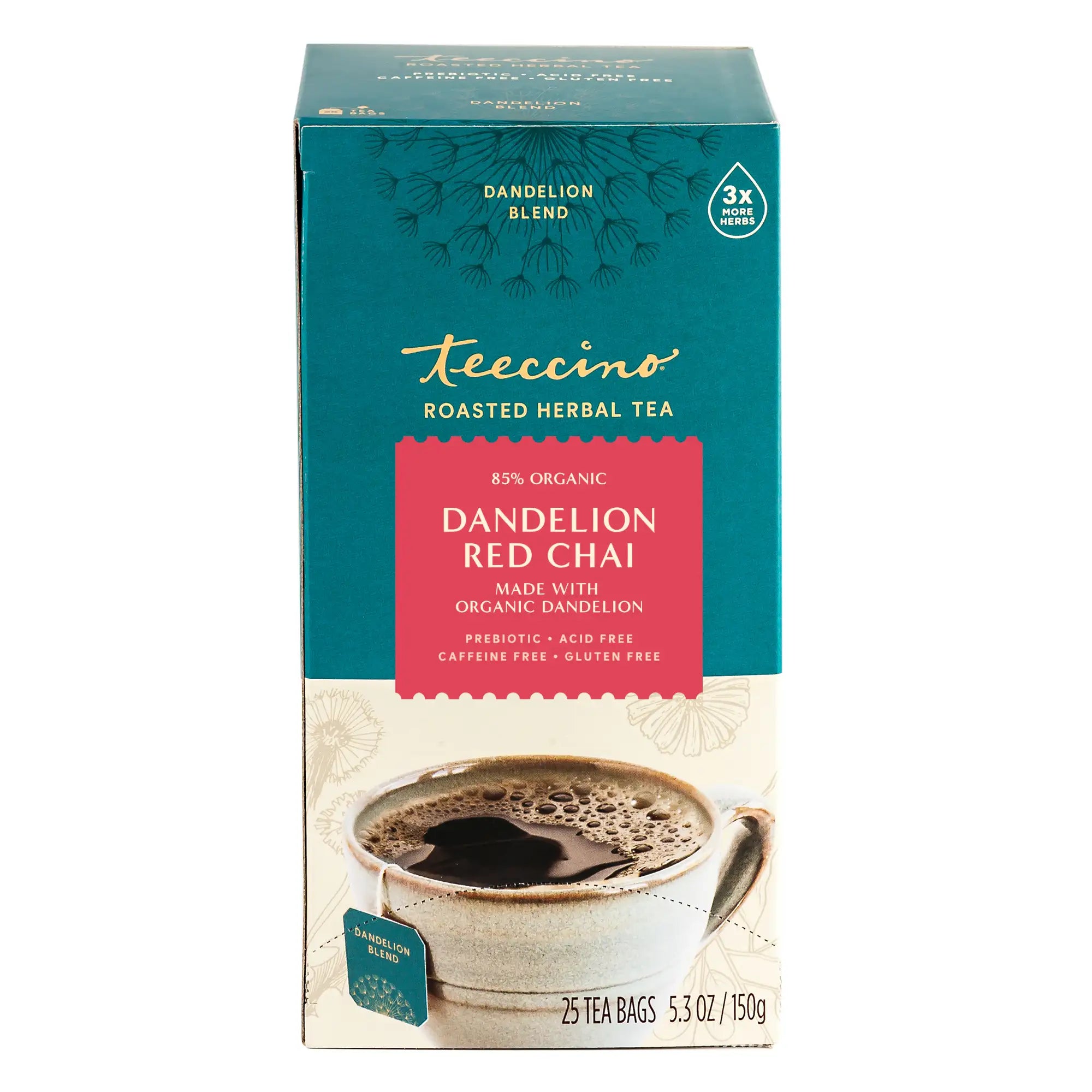 Té de hierbas tostadas de diente de león y chai rojo